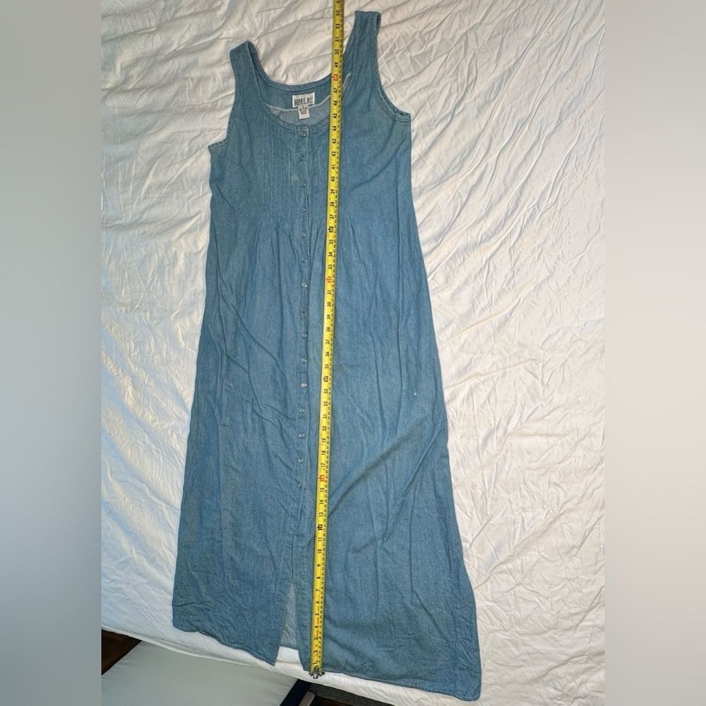Vintage 90s Robbie Bee Chambray Tank Maxi Dress Button Front | Size 8 - Picture 11 of 12